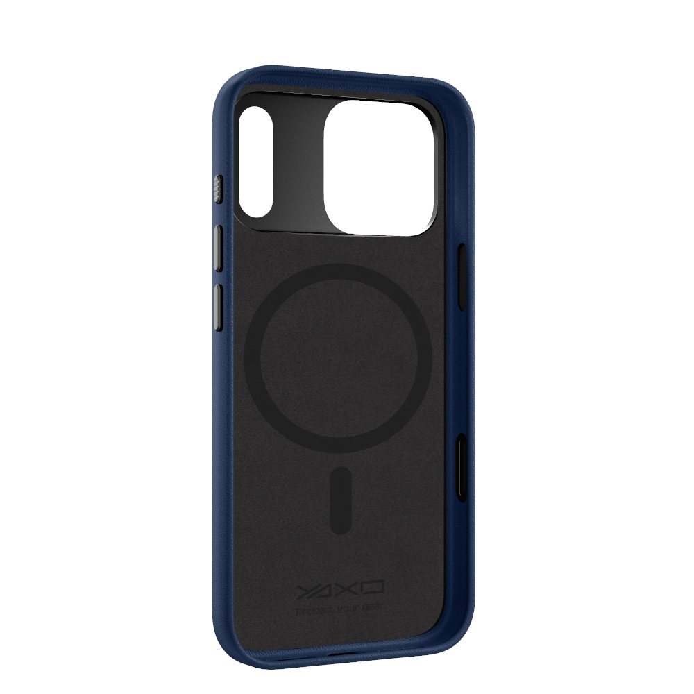 YAXO Etui na telefon Leather Gear Slim Case MagSafe iPhone 17 Pro Dusky Blue