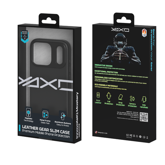 YAXO Etui na telefon Leather Gear Slim Case MagSafe iPhone 17 Pro Dusty Black