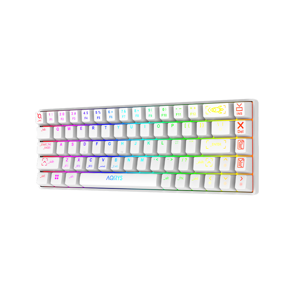 AQIRYS Klawiatura mechaniczna 65%/68 klawiszy Dual Mode: Wirelles&BT+Wired MIRA white