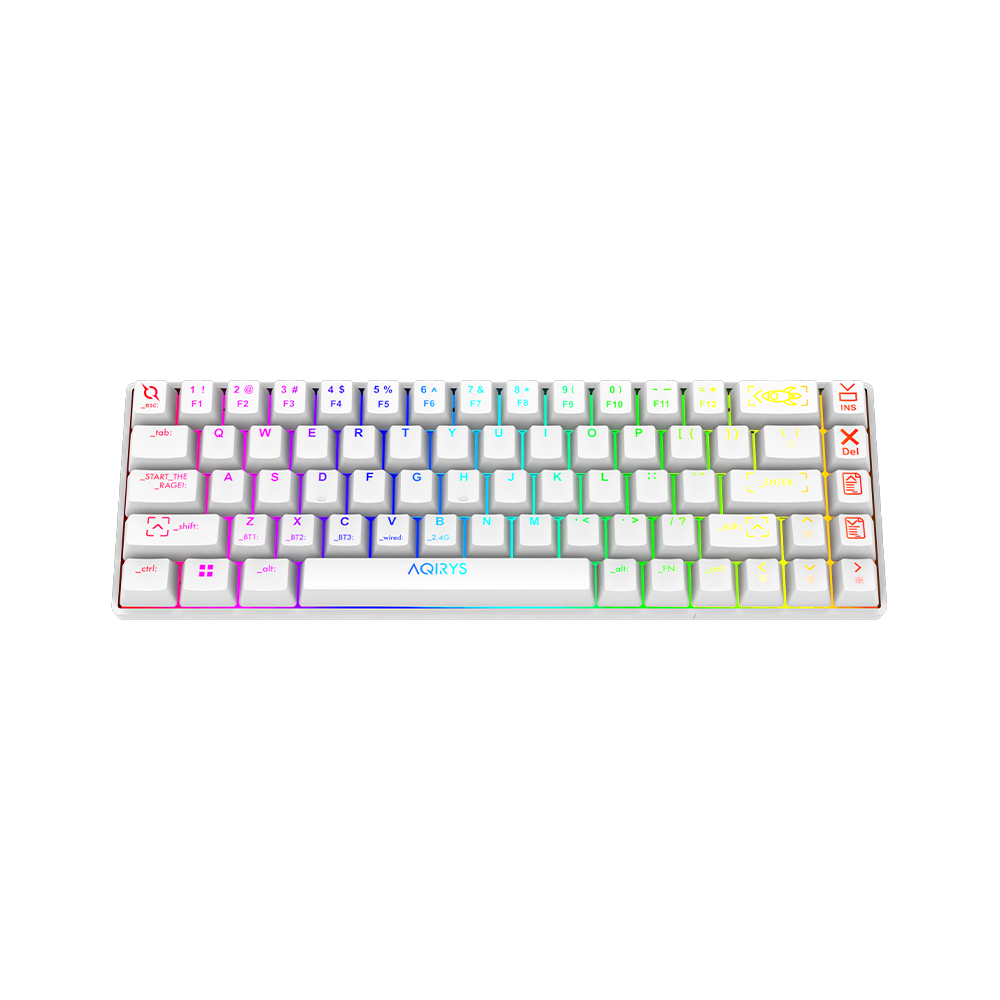 AQIRYS Klawiatura mechaniczna 65%/68 klawiszy Dual Mode: Wirelles&BT+Wired MIRA white