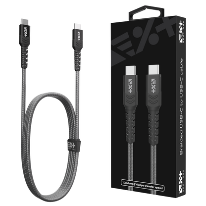 NEXT ONE Kabel Braided USB-C / USB-C 1,2 m space gray
