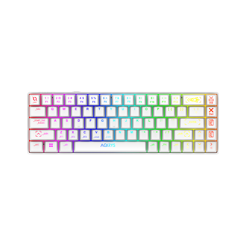 AQIRYS Klawiatura mechaniczna 65%/68 klawiszy Dual Mode: Wirelles&BT+Wired MIRA white