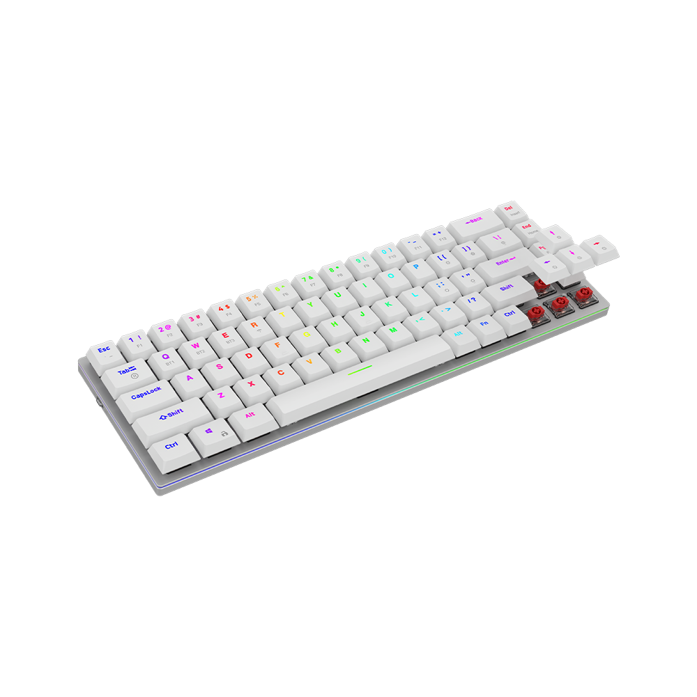 AQIRYS Klawiatura mechaniczna 65%/68 klawiszy Dual Mode: Wirelles&BT+Wired AGENA white