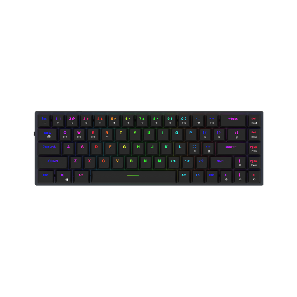 AQIRYS Klawiatura mechaniczna 65%/68 klawiszy Dual Mode: Wirelles&BT+Wired AGENA black