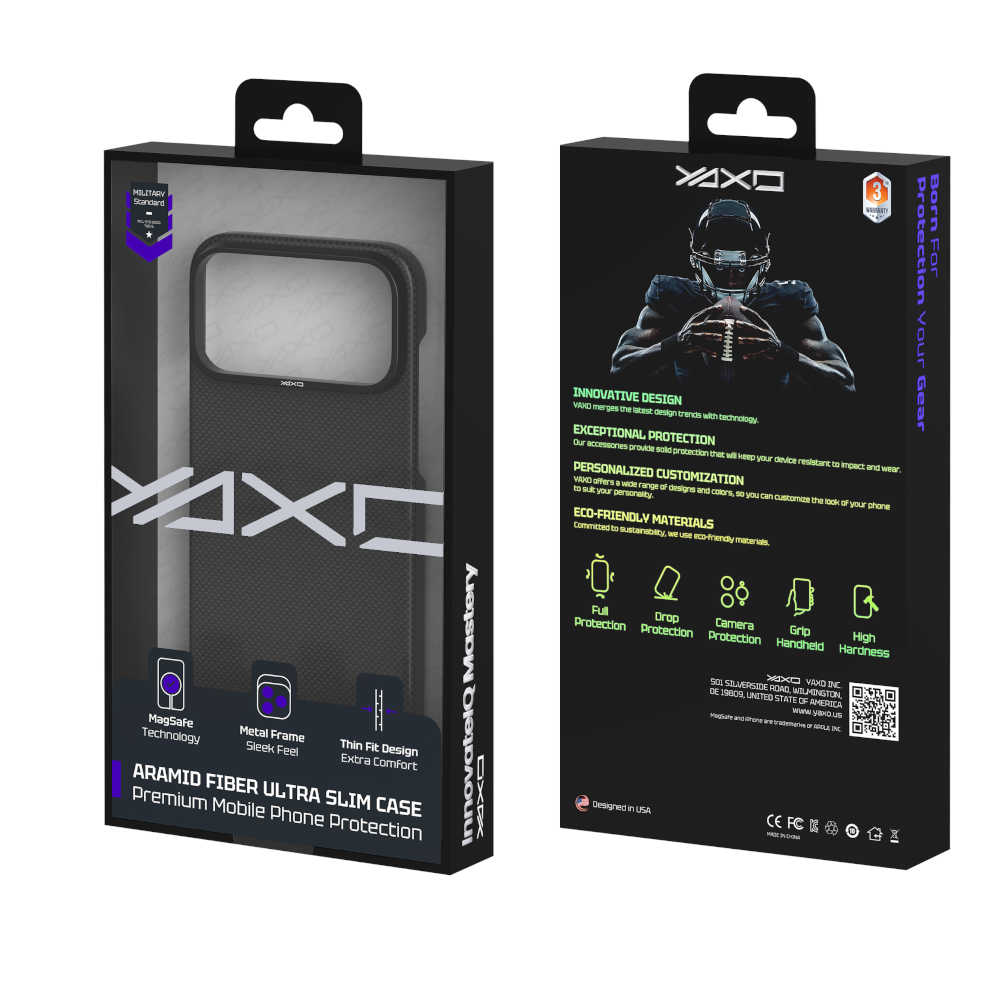YAXO Etui na telefon Aramid Fiber Ultra Slim Case MagSafe iPhone 17 Pro Dusty Black