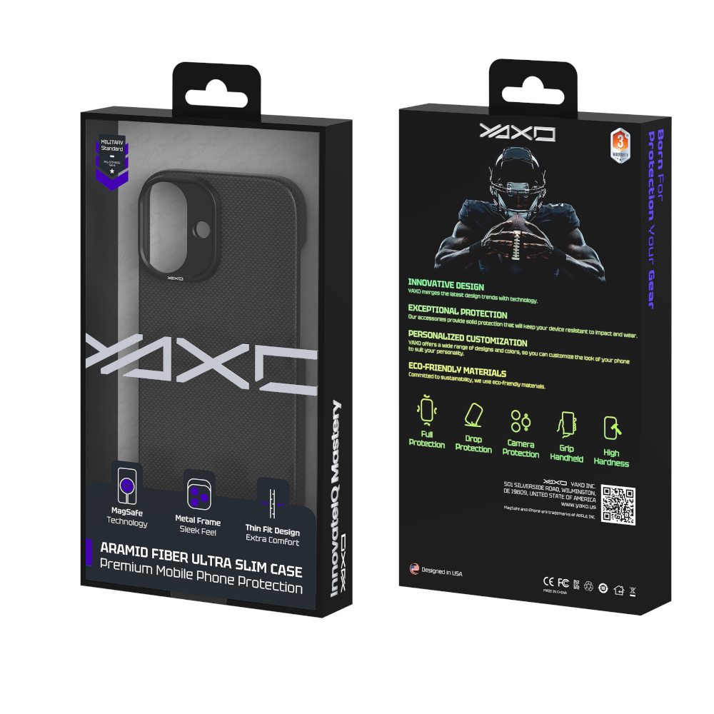 YAXO Etui na telefon Aramid Fiber Ultra Slim Case MagSafe iPhone 17 Dusty Black
