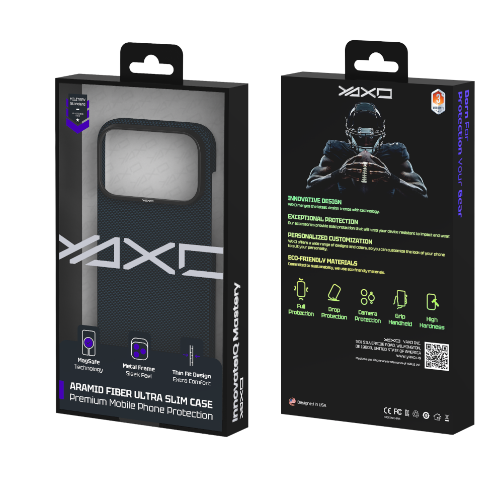 YAXO Etui na telefon Aramid Fiber Ultra Slim Case MagSafe iPhone 17 Pro Max Electric Blue