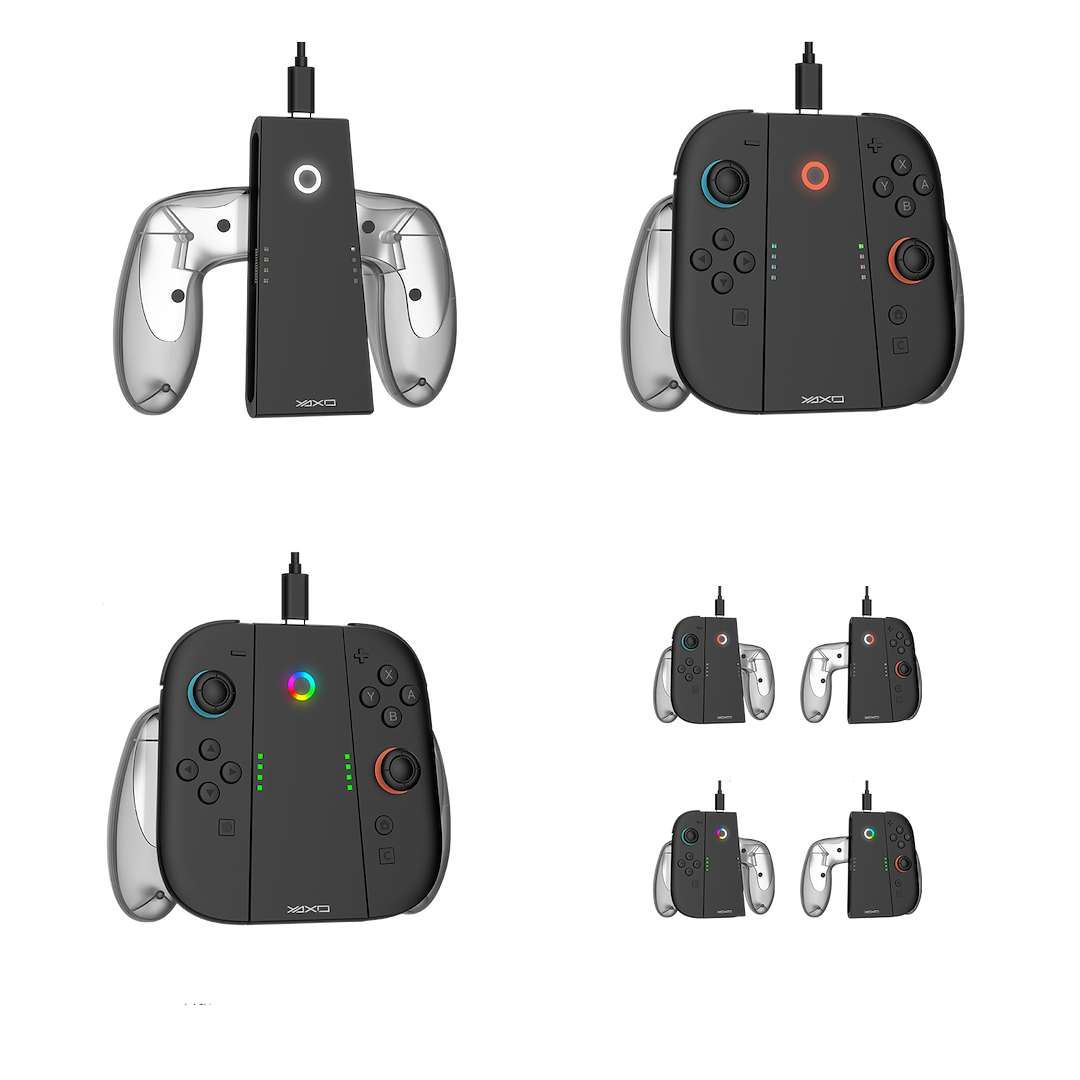 YAXO Uchwyt do Joy-Con z funkcją ładowania CHARGE GRIP SET do NS2 Techno Black