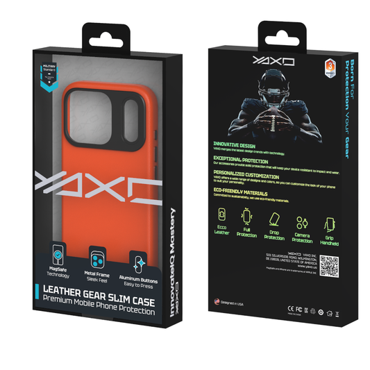 YAXO Etui na telefon Leather Gear Slim Case MagSafe iPhone 17 Pro Magma Orange