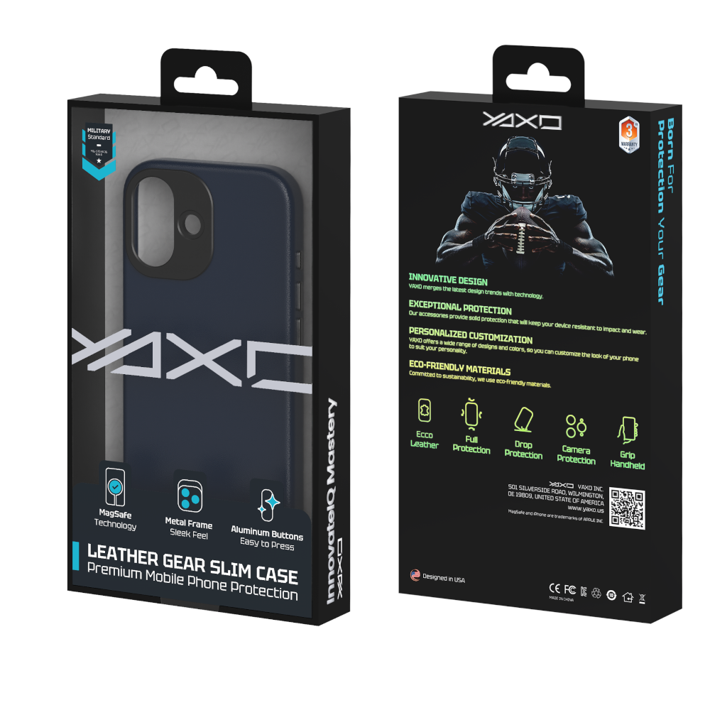YAXO Etui na telefon Leather Gear Slim Case MagSafe iPhone 17 Dusky Blue