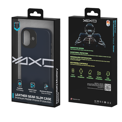 YAXO Etui na telefon Leather Gear Slim Case MagSafe iPhone 17 Dusky Blue