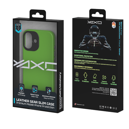 YAXO Etui na telefon Leather Gear Slim Case MagSafe iPhone 17 Tropic Green