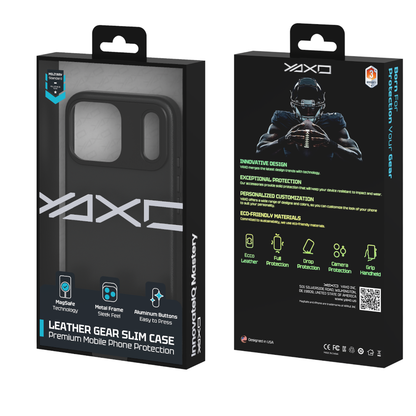 YAXO Etui na telefon Leather Gear Slim Case MagSafe iPhone 17 Pro Max Dusty Black