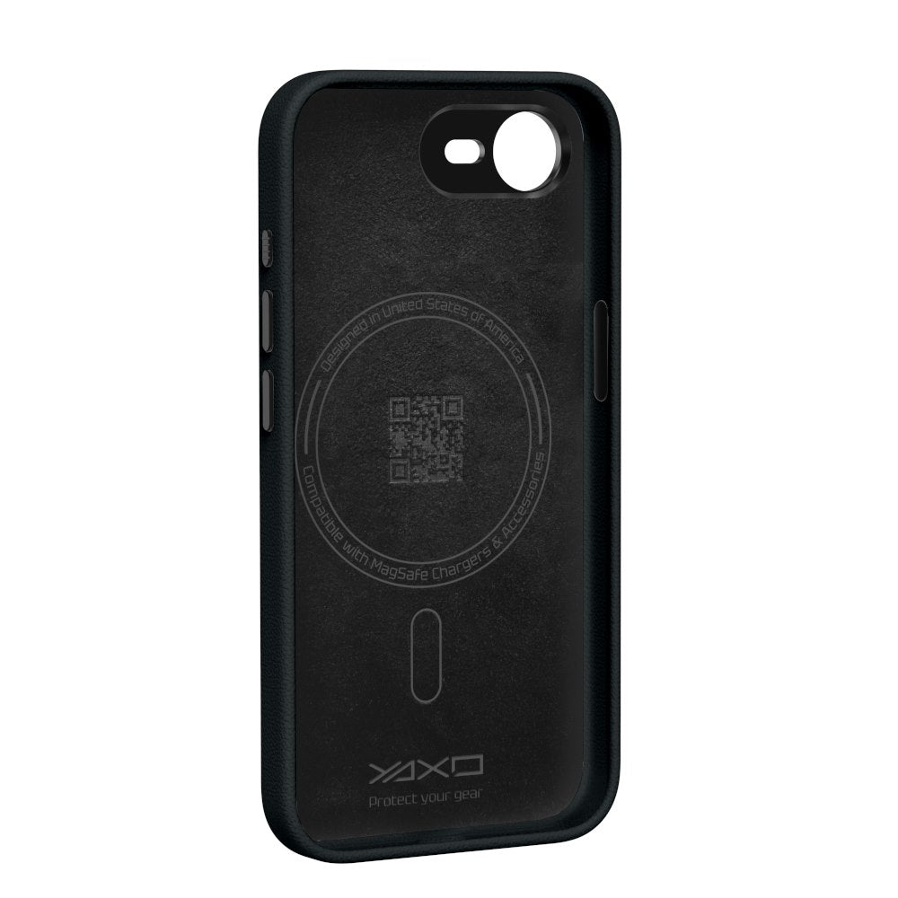 YAXO Etui na telefon Leather Gear Slim Case MagSafe iPhone 17e Dusty Black