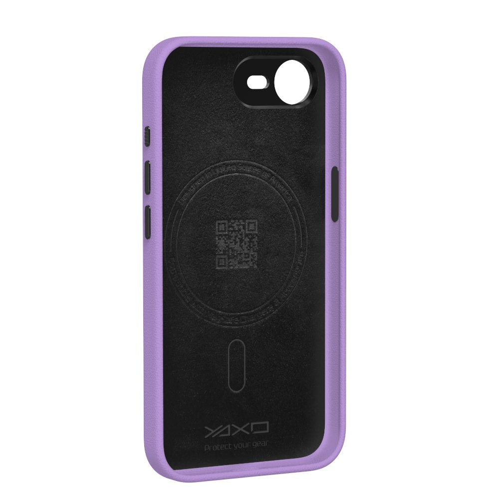 YAXO Etui na telefon Leather Gear Slim Case MagSafe iPhone 17e Neon Violet - Cool Edition