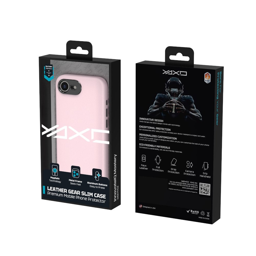 YAXO Etui na telefon Leather Gear Slim Case MagSafe iPhone 17e Glamure Pink - Cool Edition